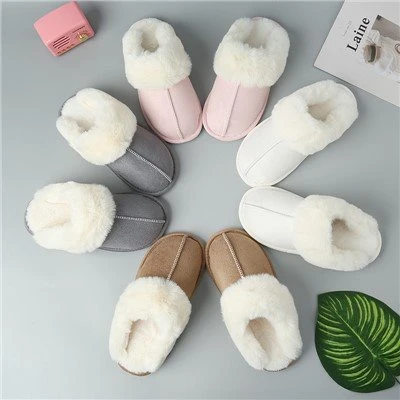 Sliperi Cynnes Gaeaf gyda Slip Leinin Fuzzy Plush Ar Esgidiau Tŷ